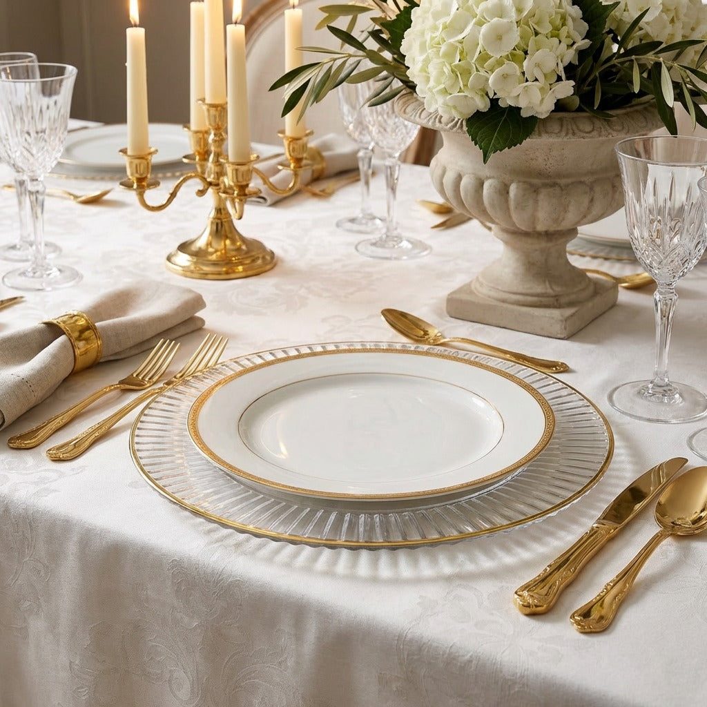 ESSENZE DIVA SET OF 2 CHARGERS 13" W/GOLD RIM by Vidivi