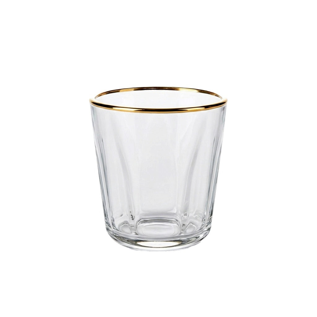 ESSENZE MURANO OTTICO SET OF 6 TUMBL.DOF 9OZ W/GOLD RIM by Vidivi